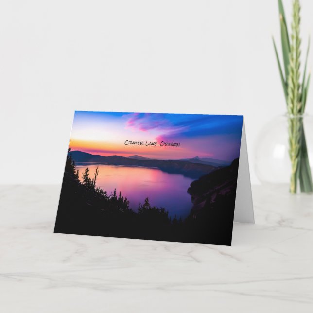 Crater Lake National Park Oregon Sunset Card (Front)