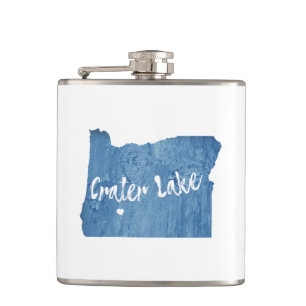 Crater Lake National Park Oregon Wood Grain Hip Flask