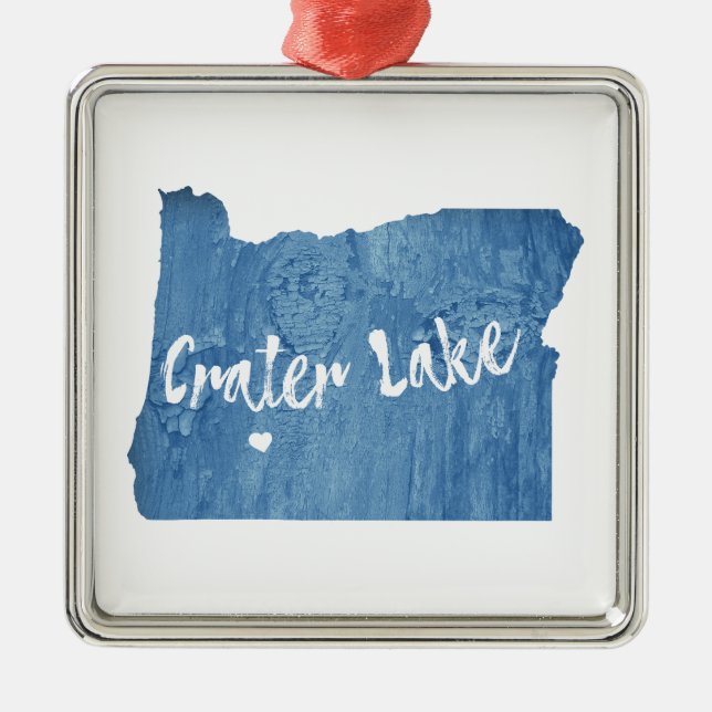 Crater Lake National Park Oregon Wood Grain Metal Ornament (Front)
