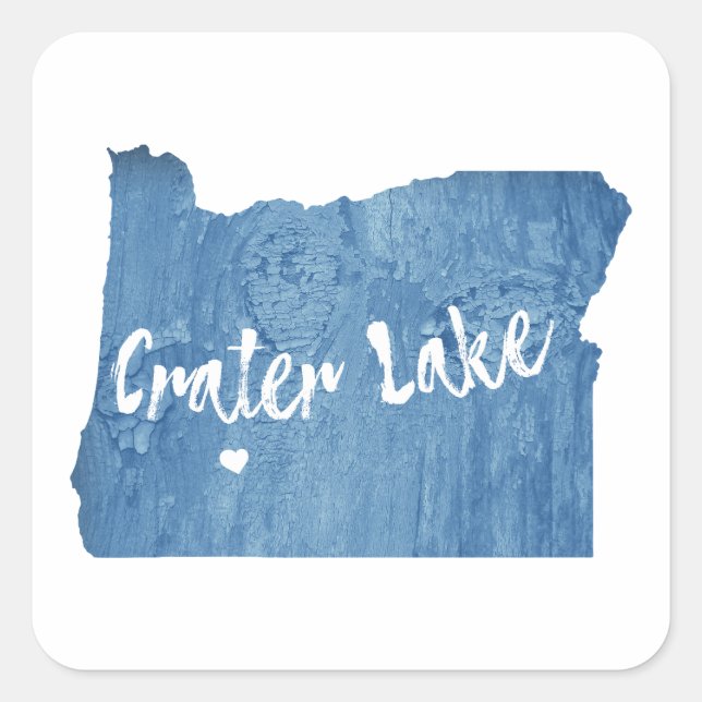 Crater Lake National Park Oregon Wood Grain Square Sticker (Front)