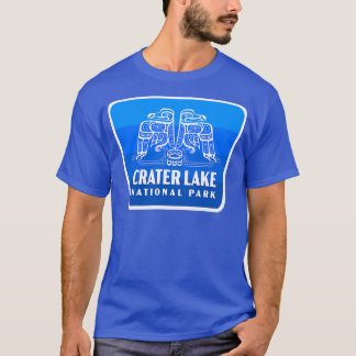 Crater Lake National Park Retro Bird Badge Blue T-Shirt