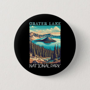 Crater Lake National Park Retro Hiking Camping Vac 6 Cm Round Badge