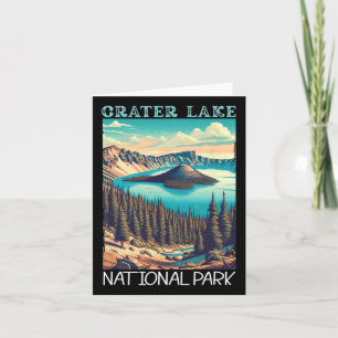 Crater Lake National Park Retro Hiking Camping Vac Card