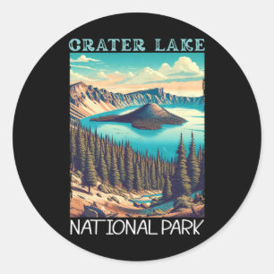 Crater Lake National Park Retro Hiking Camping Vac Classic Round Sticker
