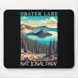 Crater Lake National Park Retro Hiking Camping Vac Mouse Pad