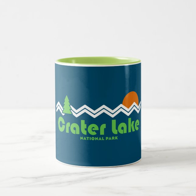 Crater Lake National Park Retro Two-Tone Coffee Mug (Center)