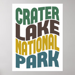 Crater Lake National Park Retro Wave Poster