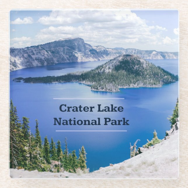 Crater Lake National Park Souvenir Glass Coaster (Front)