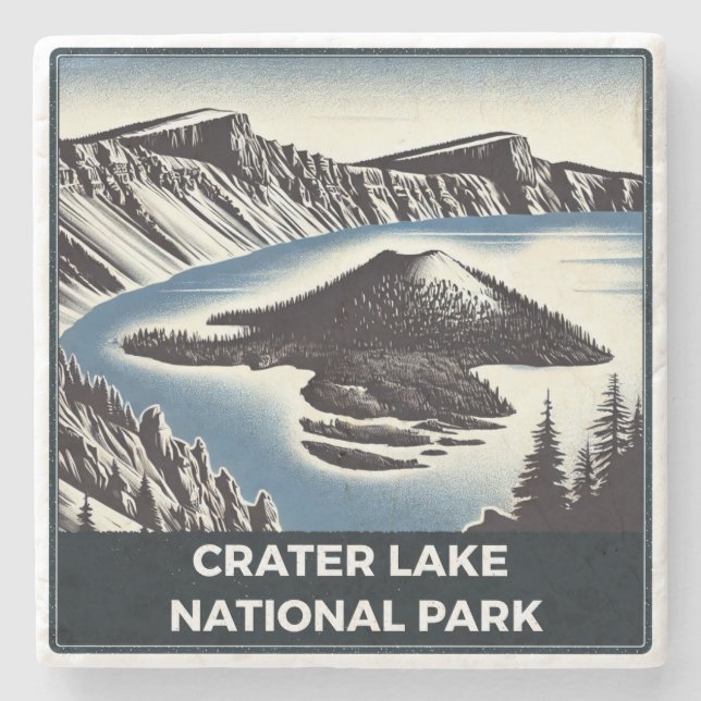 Crater Lake National Park Stone Coaster (Front)
