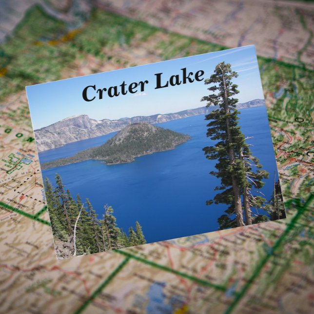 Crater Lake National Park Travel Photo Postcard (In Situ Map)