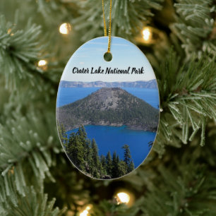Crater Lake National Park Wizard Island Holiday Ceramic Ornament