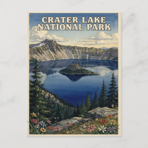Crater Lake National Park Wizard Island Travel Postcard