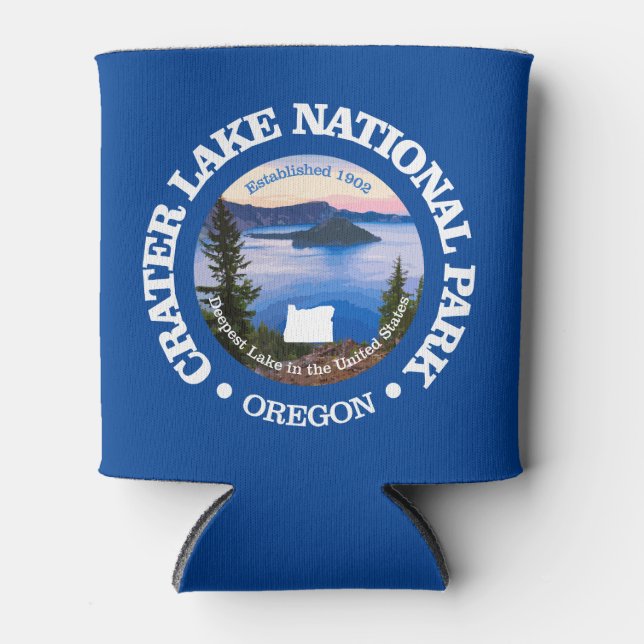 Crater Lake NP (rd)2 Can Cooler (Front)