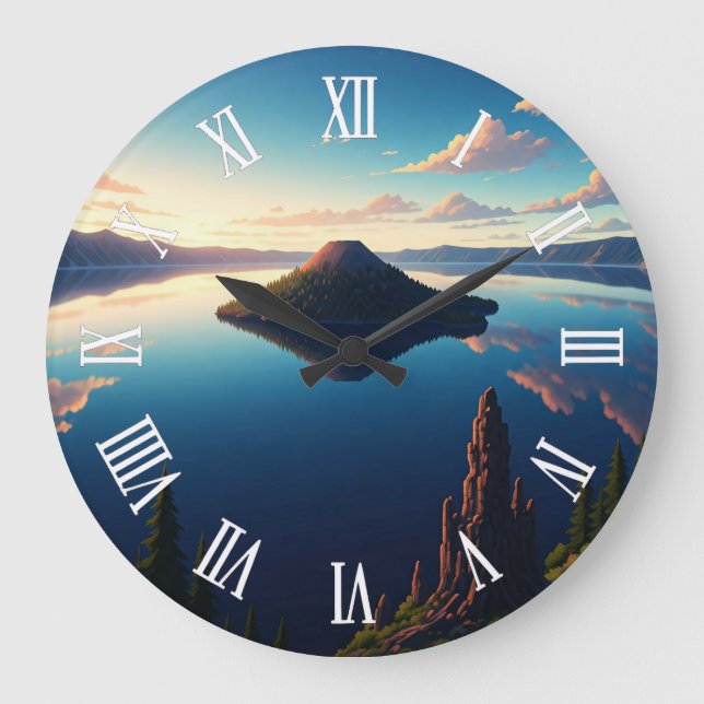 Crater Lake Oregon Large Clock (Front)