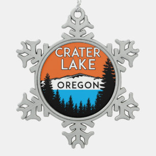 Crater Lake Oregon National Park Snowflake Pewter Christmas Ornament