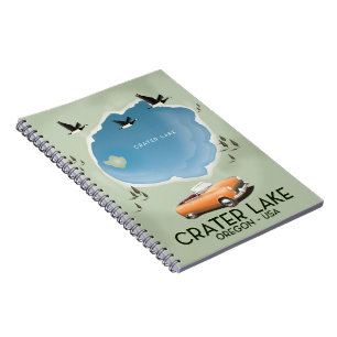 Crater Lake Oregon Travel map poster Notebook