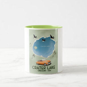 Crater Lake Oregon Travel map poster Two-Tone Coffee Mug