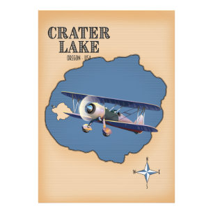 Crater Lake Oregon USA vintage map Photo Print