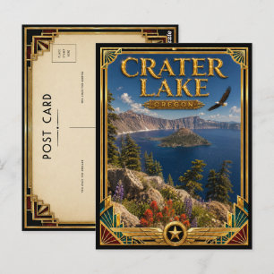 Crater Lake Oregon Vintage Art Deco Golden Age Postcard