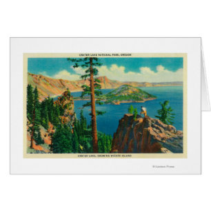 Crater Lake showing Wizard Island in distance