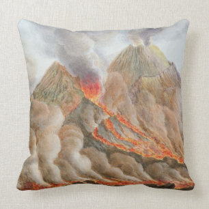 Crater of Mount Vesuvius from an original drawing Cushion
