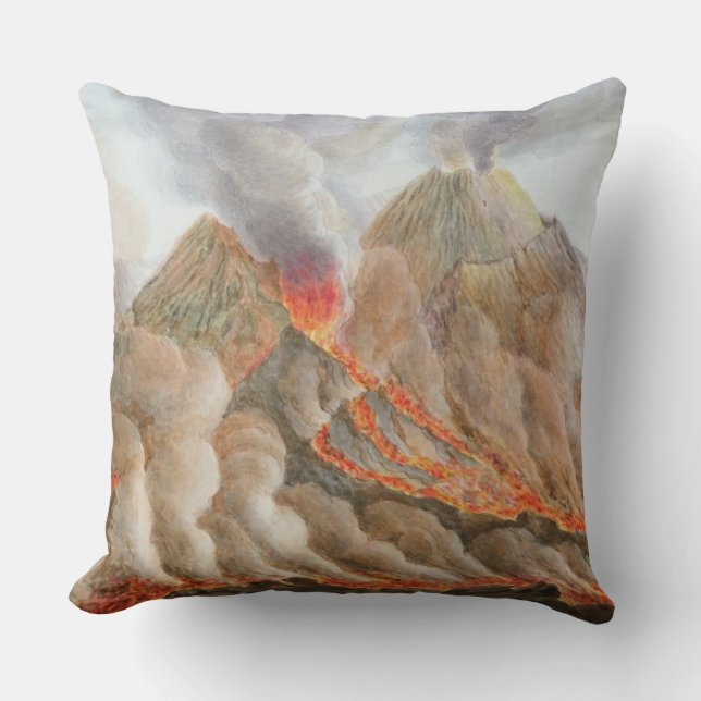 Crater of Mount Vesuvius from an original drawing Cushion (Front)