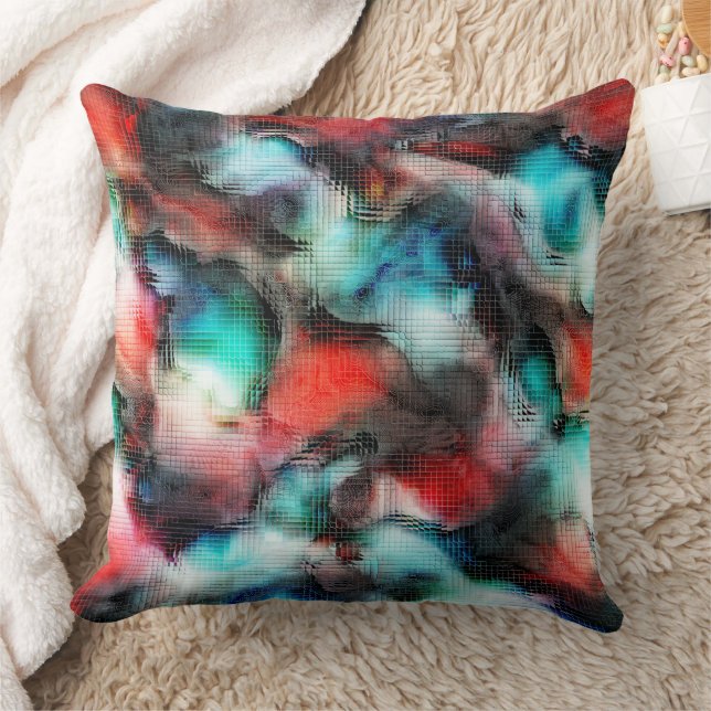 Crater-style stains in rustic square mosaic effect cushion (Blanket)
