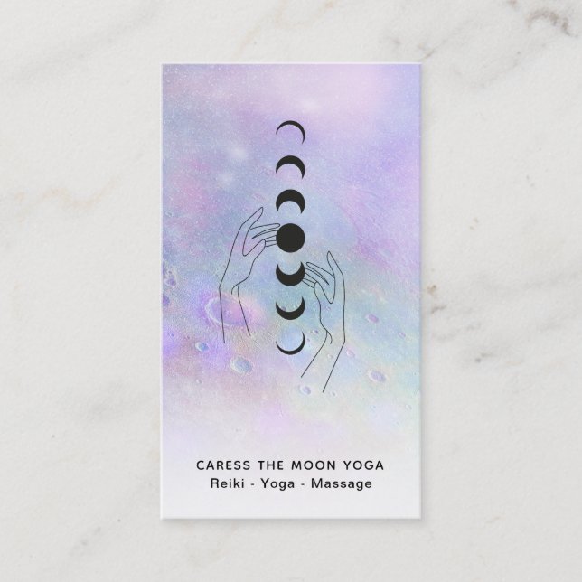 *~* Craters of Moon Phases + Healing Hands Business Card (Front)