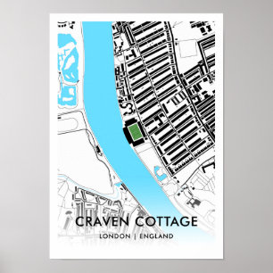 Craven Cottage Stadium Map – Home of Fulham FC Poster