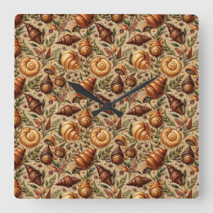 Craving Croissants Square Wall Clock