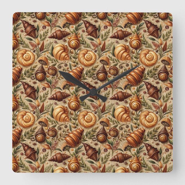 Craving Croissants  Square Wall Clock (Front)