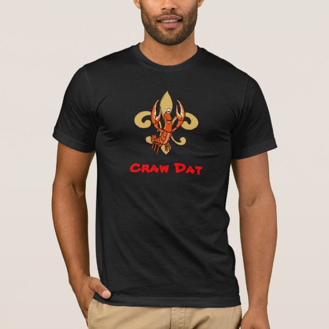 Craw Dat!  Fleur de Lis, Crawfish Kick Dat T-Shirt (Front)