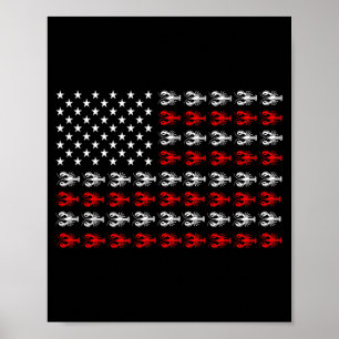 Crawfish Aamerican Flag Patriotic Seafood Lobster Poster
