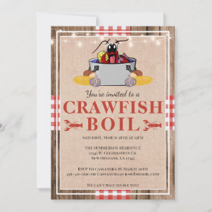 Crawfish Boil Annual Family Party Rustic Picnic Invitation