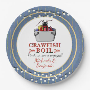 Crawfish Boil BBQ Couple Shower Engagement Party Paper Plate