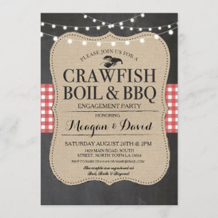 Crawfish Boil BBQ Engagement Party Shower Lobster Invitation