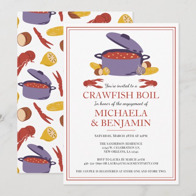 Crawfish Boil Couples Shower Engagement Party Invitation (Front/Back)