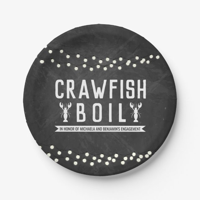 Crawfish Boil Couples Shower Engagement Party Paper Plate (Front)