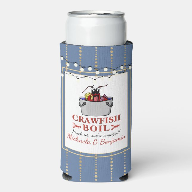 Crawfish Boil Couples Shower Engagement Party Seltzer Can Cooler (Seltzer Front)