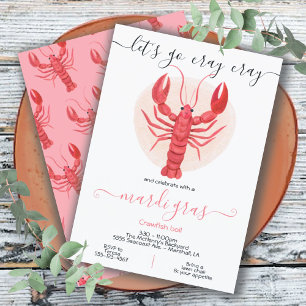 Crawfish Boil Cray Cray Mardi Gras Party Invitation