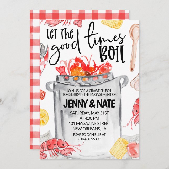 Crawfish Boil Engagement Party Invitation (Front/Back)