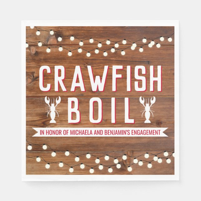 Crawfish Boil Engagement Party Napkin (Front)