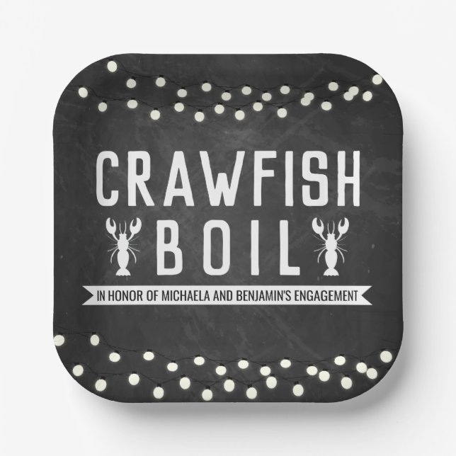 Crawfish Boil Engagement Party Paper Plate (Front)