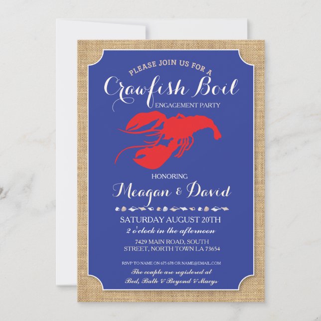 Crawfish Boil Engagement Party Shower Lobster Invitation (Front)