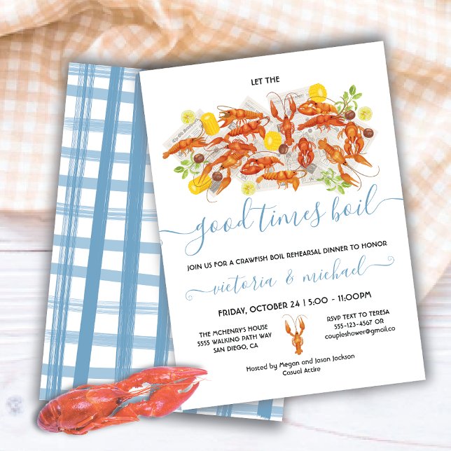 Crawfish Boil Engagement Rehearsal Dinner Party Invitation (Creator Uploaded)