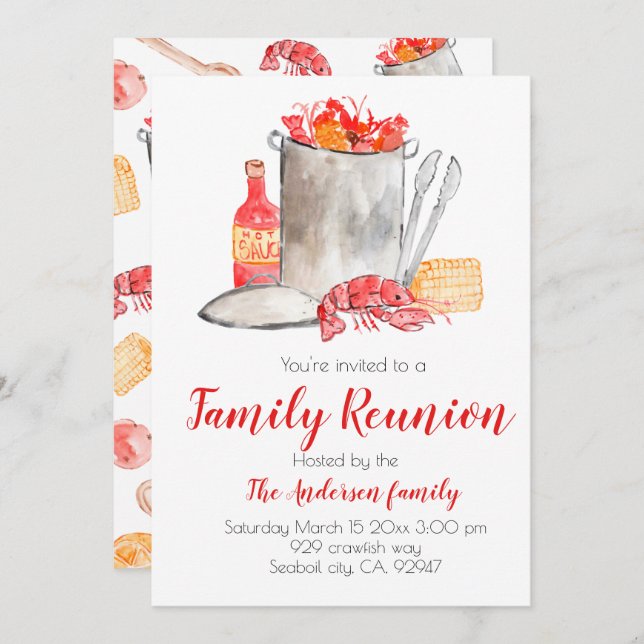 Crawfish boil family Reunion invitation (Front/Back)