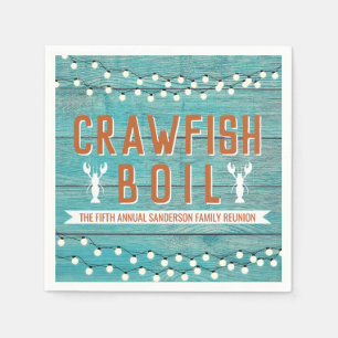 Crawfish Boil Family Reunion Lobster Rustic Teal Napkin
