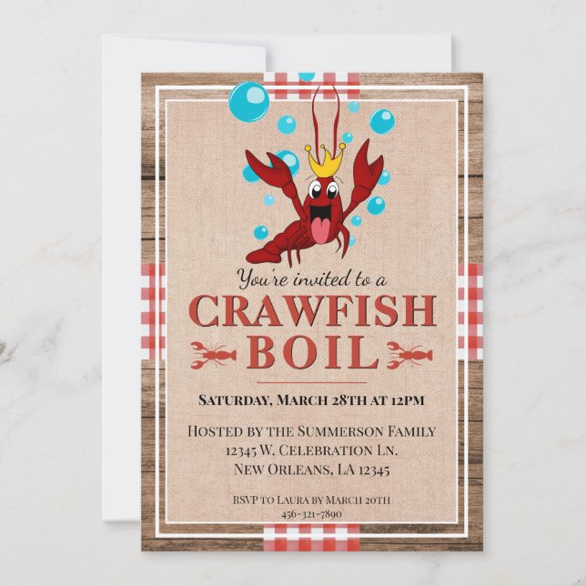 Crawfish Boil Family Reunion Rustic Summer Party Invitation (Front)