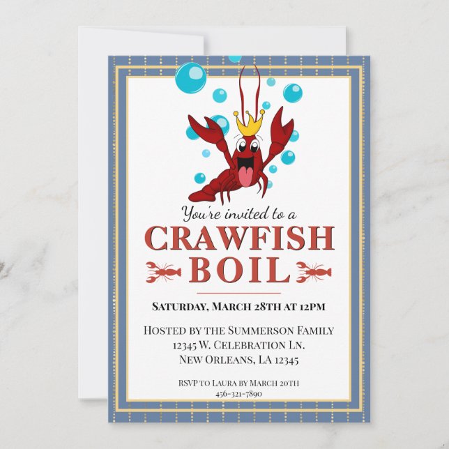 Crawfish Boil Family Summer Seafood Party Invitation (Front)