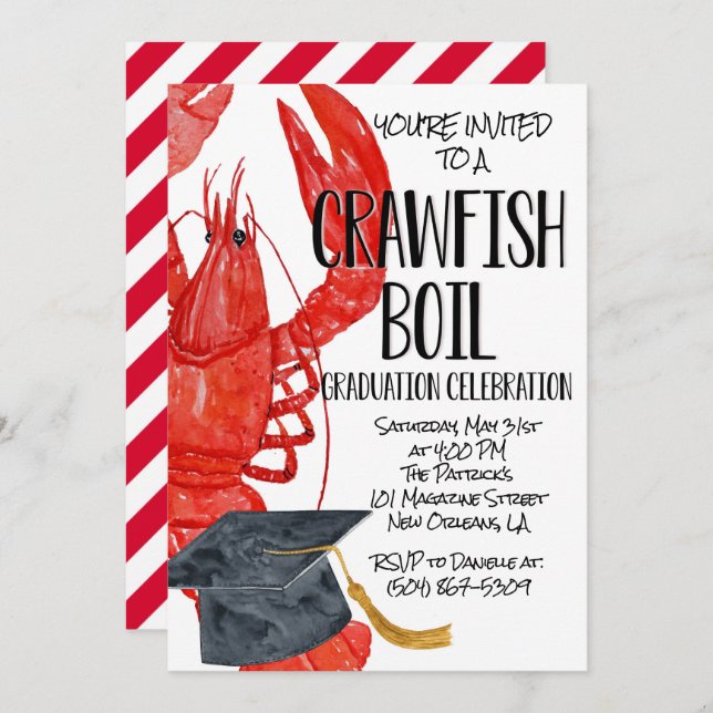 Crawfish Boil Graduation Invitation (Front/Back)